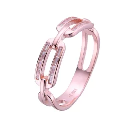 Anillo Elabones rectangulares Blanco- Rose Gol- Gold