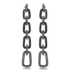 Aros colgantes plata rodio negro