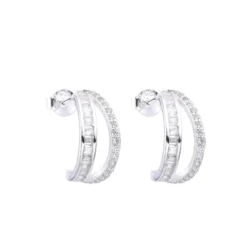 Aros Medias Argollas con Piedras Baguette