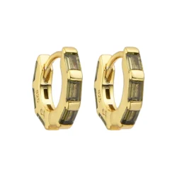 Argollas Huggies Gold con Piedras Baguette
